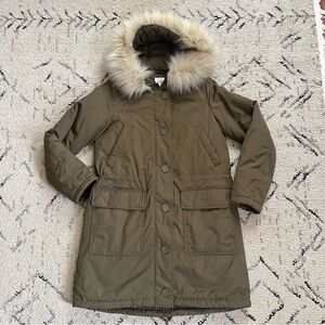 Gap Women’s Faux Fur Parka Army Olive Green Utility Jacket Coat xS Street Wear